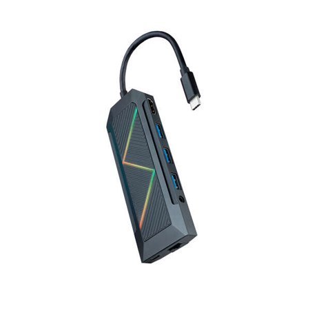 Hub nanocable 9 em 1 USB-C 3.0 com 3x USB-A 3.0, 1x USB-C PD, 1x HDMI, 1x RJ45, 1x áudio de 3,5 mm, 1x leitor SD, 1x leitor TF -