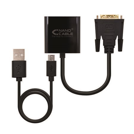 Conversor Nanocabo DVI 24+1/M para VGA HDB15/H - 10 cm - Cor Preto