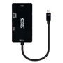Conversor Nanocable USB-C para SVGA / DVI / HDMI - 3 em 1. USB-C/M-VGA/H-DVI/H-HDMI/H 4K - 10 cm - Cor Preta