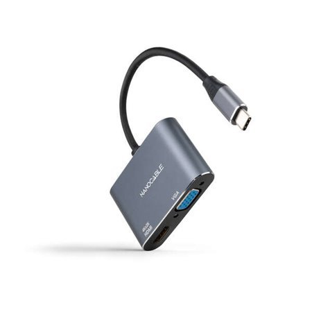 Conversor Nanocable USB-C para HDMI 4K e VGA - Cinza