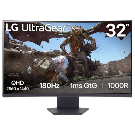 LG UltraGear Monitor 31,5" Curvo 1000R LED VA QHD FreeSync 180Hz - Resposta de 1ms - 16:9 - HDMI, DisplayPort - VESA 100x100mm