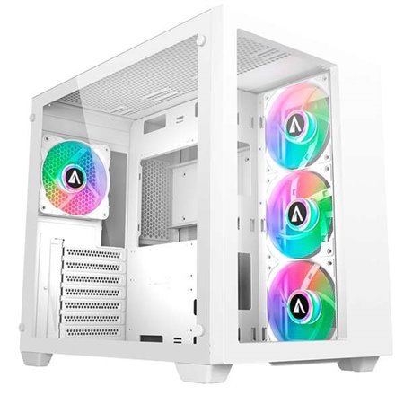 Abysm Danube Sava 285 BX203 Branco ARGB ATX, ITX, Micro ATX Tower Case - Vidro temperado lateral e frontal - 3,5" e 2,5" - USB-A