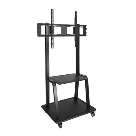 Expositor de chão Tooq com rodas 37"-100" - Trava de roda - Duas prateleiras - Peso máximo 150Kg - VESA 800X600mm - Cor preta