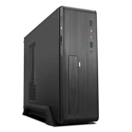 Gabinete Tooq Micro ATX, Mini ITX Slim - Fonte de alimentação de 500 W - 1x HDD3.5 + 1x SDD2.5 + 1x HDD5.25 - 2x USB 3.0, SD e M