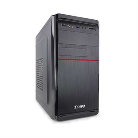 Gabinete Tooq Micro ATX Mini Tower - Fonte de alimentação de 500 W - 4x HDD3.5 + 1x SDD2.5 + 1x HDD5.25 - 2x USB 3.0, SD e Micro