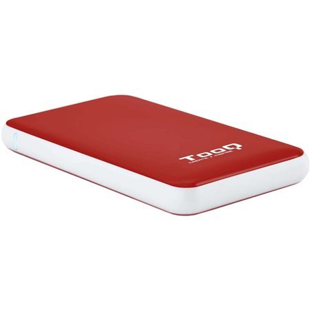 Gabinete HDD/SDD externo Tooq de 2,5" até 9,5 mm SATA USB 3.0/3.1 Gen 1 - sem parafusos - cor vermelha/branca