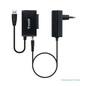 Adaptador Tooq USB 3.0 USB-A para SATA para discos rígidos de 2,5" e 3,5? com Alimentador - Cor Preta