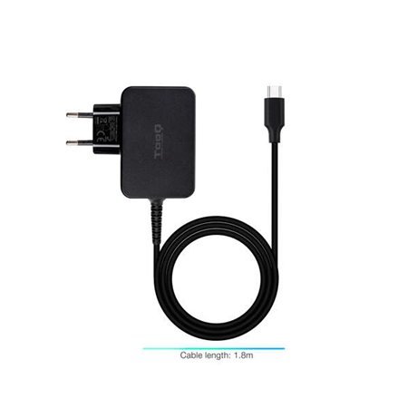 Carregador para laptop Tooq GaN USB-C/PD 65 W - Cabo de 1,80 m - Preto