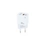Carregador de parede Tooq GaN USB-C/PD + USB-A/QC 30W - Branco
