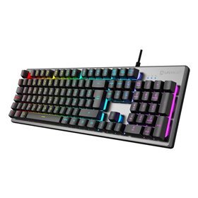 Teclado multimídia para jogos Unykach Nova K244 105 teclas USB - Iluminação FRGB - Antighosting - Cabo de 1,60 m - Cor cinza