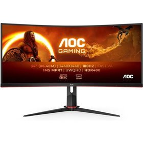Monitor AOC G4 34" Curvo 1500R LED VA UltraWide QHD 180Hz - Resposta de 1ms - Ângulo de visão de 178° - USB, HDMI, DisplayPort, 