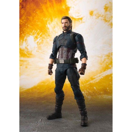 Tamashi Nations Figura Marvel Vingadores Guerra Infinita Capitão América 16 cm Conjunto de efeitos especiais