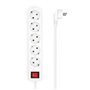 Aisens Base Múltipla 5 Tomadas com Interruptor com Cabo 3×1,5mm2 - 1,4m - Cor Branca