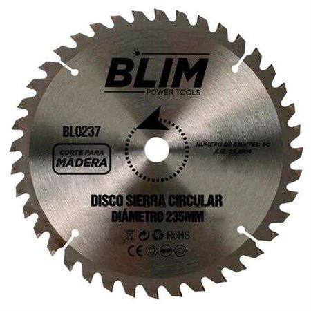Disco de corte de madeira Blim para serra 235mm - 60 dentes com revestimento de carboneto de tungstênio