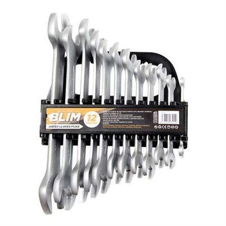 Conjunto Blim de 12 chaves métricas duplas - Cabeças ultrafinas - Cabeça angular de 15° - Liga de aço de alto desempenho - Cabo 