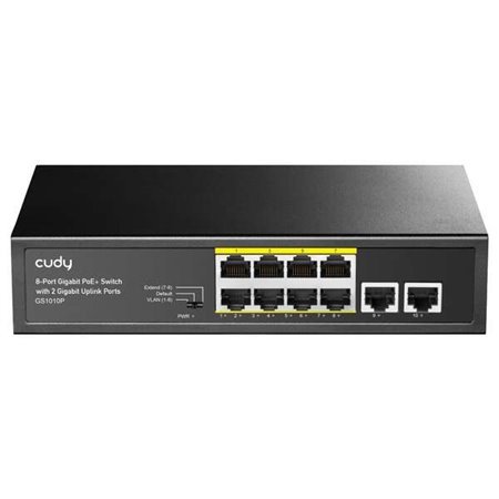 Cudy GS1010P Switch Gigabit PoE+ de 8 portas com 2 portas Gigabit Uplink