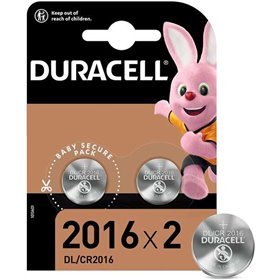 Duracell Pacote de 2 baterias tipo botão de lítio DL2016 3V - Tecnologia Baby Secure