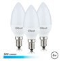 Pacote de lâmpadas LED Elbat C37 de 3 - 6W - 500LM - Base E14 - Luz Fria - Economia de Energia - Branco Frio