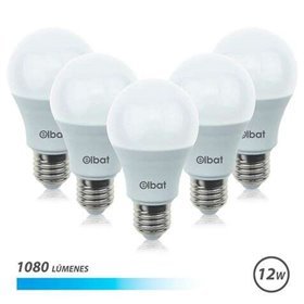 Elbat Pack 5 Unidades - Potência 12W - Lumens 1080 - Tipo de Luz 6500K Luz Fria - Soquete E27 - Ângulo 220º - Dimensões 60X120mm