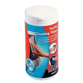 Esselte Lata de 50 lenços umedecidos e 50 lenços secos para telas, superfícies plásticas, impressoras, teclados, telefones