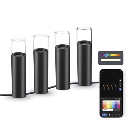 Ksix Pack 4 Smartled Outdoor RGBWIC Beacons - IP65 - Controle de APP - Fácil instalação