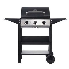 Churrasqueira a Gás Muvip 3 Queimadores - 1209x586x1076mm - Grelhas esmaltadas, bandejas laterais, termômetro na tampa - Cor Pre