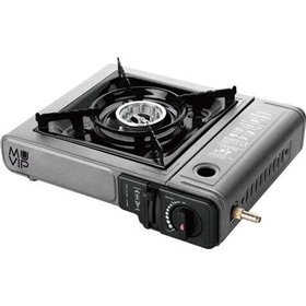 Fogão a gás portátil Muvip 1 queimador com adaptador de garrafa externa - Ignição automática - Queimador de alumínio - Válvula d