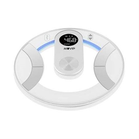 Balança de banheiro digital Muvip Round Design - Tela LCD - Plataforma de vidro - Peso máx. 180kg - Desligamento Automático