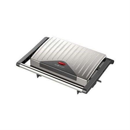 Muvip Sanduicheira de Aço Inoxidável Placa Lisa 750W - Placa Superior Inclinável - Pressão Uniforme - Alça de Toque Frio