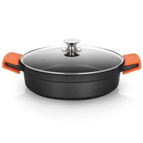 Caçarola baixa Orbegozo CDB 1032 - Alumínio fundido não deformável - Capacidade 5,9L - Cabos de silicone - Antiaderente Pfoa - A