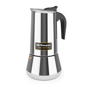 Cafeteira italiana Orbegozo KFI 1260 em aço inoxidável - Capacidade para 12 xícaras - Cabo ergonômico - Compatível com gás - Elé