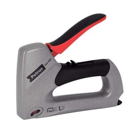 Prego/grampeador de metal superior Petrus 340 - para grampos de 530/6 a 14 mm e pinos tipo 8 de 15 mm - ajuste de potência - cor