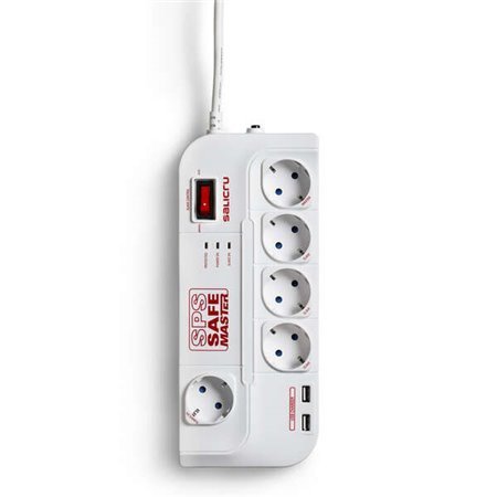 Salicru SPS SAFE Master Power Strip Protetores Elétricos Ativos de Última Geração - 5 Tomadas Schuko - Cor Branca