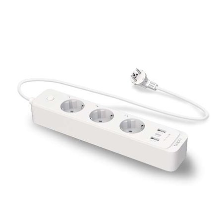 TP-Link Tapo P300 WiFi Smart Power Strip - 3 plugues e 2 portas USB 3.0 - Carregamento rápido de 18 W - Controle de voz - Cabo d