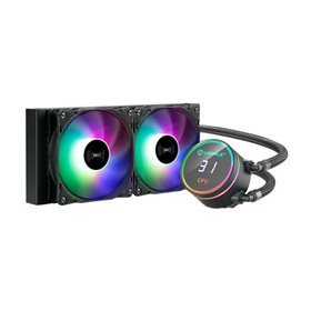 Kit de refrigeração líquida Unykach Aquastorm 240 - 2 ventoinhas de 120 mm - Iluminação RGB - Display de temperatura da CPU - Tu