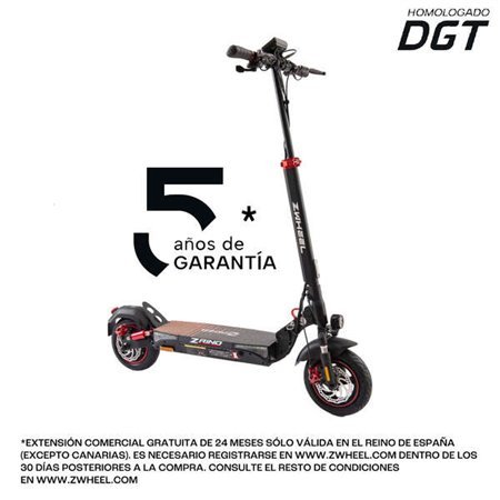 Scooter Elétrica Zwheel ZRino Motor 600W - Aprovado DGT - Suspensão dianteira e traseira - Velocidade até 25Km/h - Alcance até 5