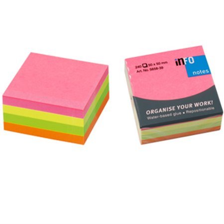 Bloco Notas Aderentes 050x050mm Néon Cubo 240 Folhas