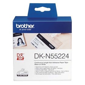 Brother DKN55224 - Etiquetas não adesivas originais de tamanho personalizado - 54 mm x 30,48 m de largura - Texto preto em fundo