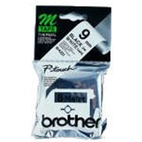 Etiquetas original não laminada Brother MK221BZ - Texto preto em fundo branco - Largura 9 mm x 8 metros