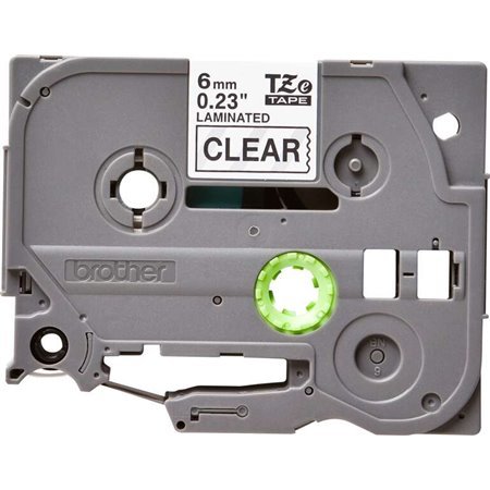 Etiquetas laminadas original Brother TZe111 - Texto preto em fundo transparente - 6 mm de largura x 8 metros