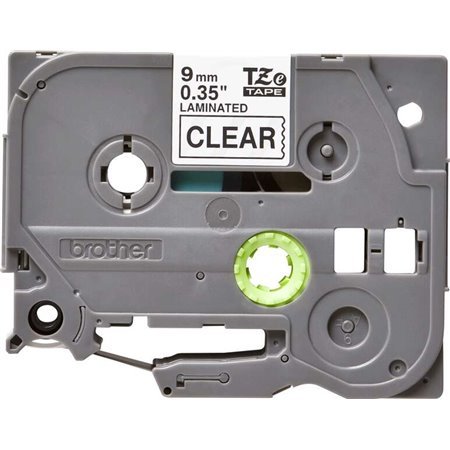 Etiquetas laminadas original Brother TZe121 - Texto preto em fundo transparente - Largura 9 mm x 8 metros