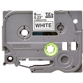 Etiquetas laminadas original Brother TZe211 - Texto preto em fundo branco - 6 mm x 8 m de largura