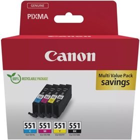Canon CLI551 Multipack de 4 Tinteiros originais preto, ciano, magenta e amarelo - 6509B015