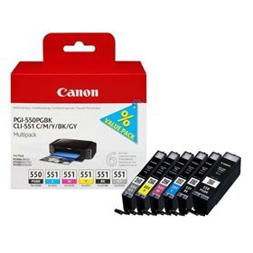 Tinteiros originais Canon PGI550/CLI551, Pack de 6 unidades - 6496B005