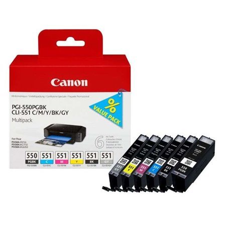 Tinteiros originais Canon PGI550/CLI551, Pack de 6 unidades - 6496B005