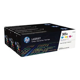 HP CE411A/CE412A/CE413A Pack de 3 Toners originais - 305A
