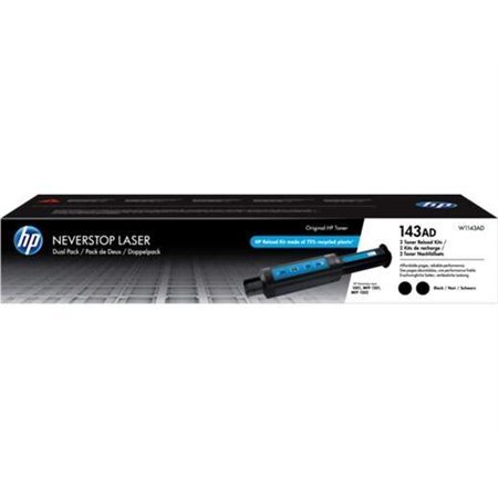 Kits de recarga de toner original HP W1143A preto, Pack de 2 unidades - 143A