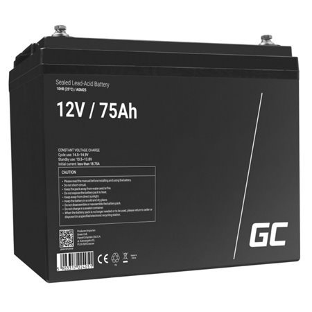 Bateria Chumbo Gel AGM 12V 75A GREEN CELL