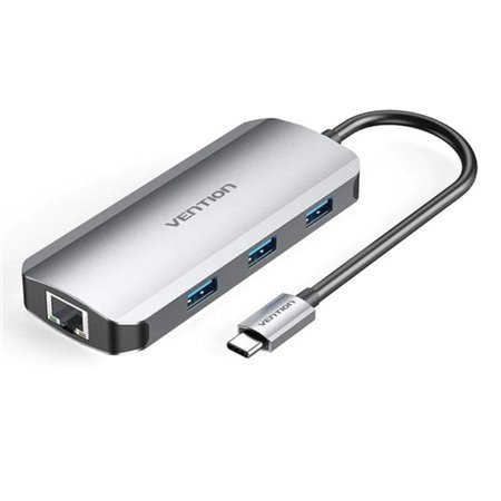Docking USB-C Vention TOHHB/ 1xHDMI/ 3xUSB/ 1xRJ45/ 1xUSB-C PD