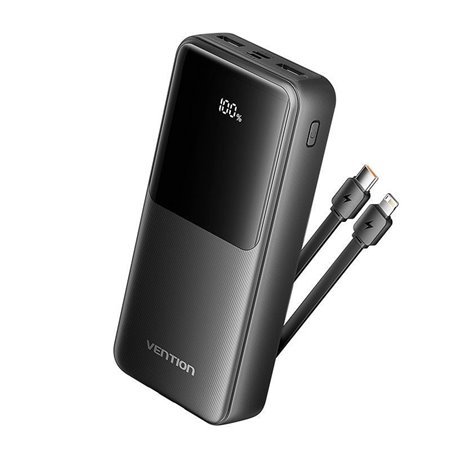 Powerbank 20000mAh Vention FHPB0/ 22.5W/ Preta/ Inclui Cabo USB-C e Lightning